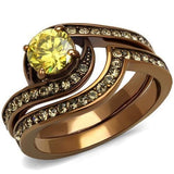 TK2959 - IP Coffee light Stainless Steel Ring with AAA Grade CZ  in Topaz - Alamode