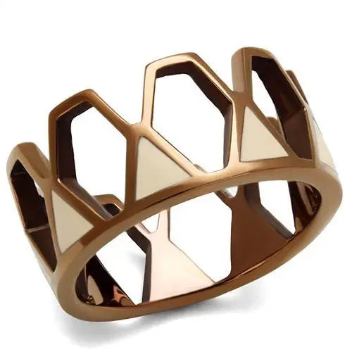 TK2968 - IP Coffee light Stainless Steel Ring with Epoxy in Champagne - Alamode - Flyclothing LLC