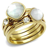 TK2975 - IP Gold(Ion Plating) Stainless Steel Ring with Synthetic Synthetic Glass in White - Alamode