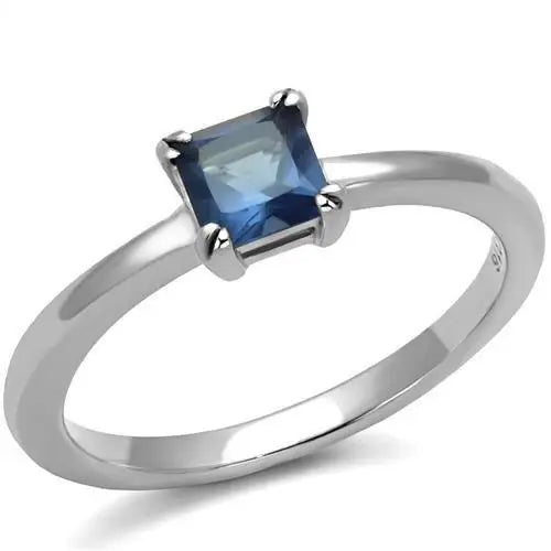 TK2979 - High polished (no plating) Stainless Steel Ring with Synthetic Synthetic Glass in Montana - Alamode - Flyclothing LLC