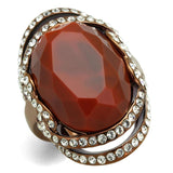 TK2984 - IP Coffee light Stainless Steel Ring with Synthetic Synthetic Stone in Orange - Alamode
