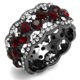 TK2993 - IP Light Black (IP Gun) Stainless Steel Ring with Top Grade Crystal in Siam - Alamode - Flyclothing LLC