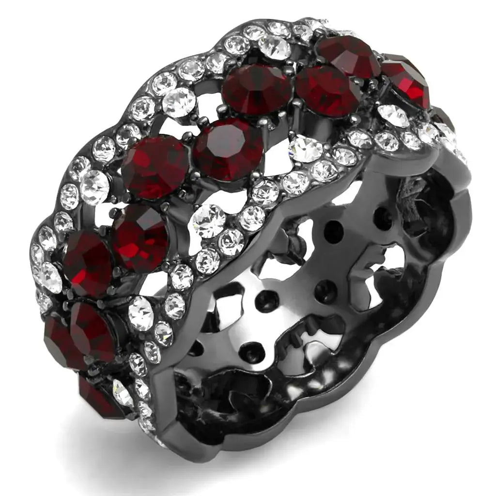 TK2993 - IP Light Black (IP Gun) Stainless Steel Ring with Top Grade Crystal in Siam - Alamode - Flyclothing LLC