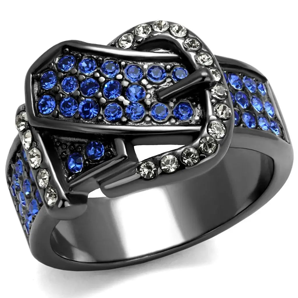 TK2995 - IP Light Black (IP Gun) Stainless Steel Ring with Top Grade Crystal in Multi Color - Alamode - Flyclothing LLC
