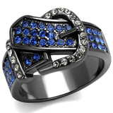 TK2995 - IP Light Black (IP Gun) Stainless Steel Ring with Top Grade Crystal in Multi Color - Alamode - Flyclothing LLC