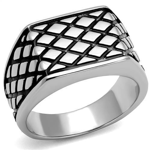 TK3009 - High polished (no plating) Stainless Steel Ring with Epoxy  in Jet - Alamode
