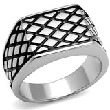 TK3009 - High polished (no plating) Stainless Steel Ring with Epoxy  in Jet - Alamode