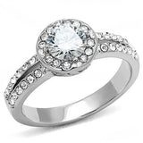 TK3021 - High polished (no plating) Stainless Steel Ring with AAA Grade CZ in Clear - Alamode - Flyclothing LLC