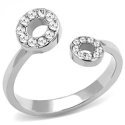 TK3025 - High polished (no plating) Stainless Steel Ring with Top Grade Crystal in Clear - Alamode - Flyclothing LLC