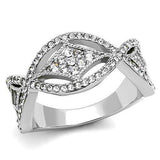 TK3027 - High polished (no plating) Stainless Steel Ring with Top Grade Crystal in Clear - Alamode - Flyclothing LLC