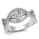 TK3027 - High polished (no plating) Stainless Steel Ring with Top Grade Crystal  in Clear - Alamode