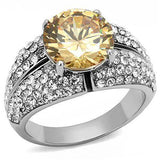 TK3031 - High polished (no plating) Stainless Steel Ring with AAA Grade CZ in Champagne - Alamode - Flyclothing LLC