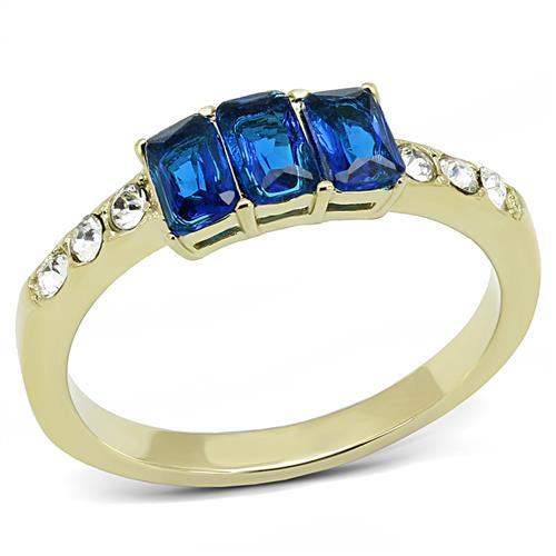 TK3037 - IP Gold(Ion Plating) Stainless Steel Ring with Synthetic Synthetic Glass in Montana - Alamode - Flyclothing LLC