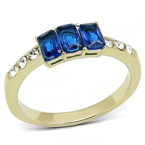 TK3037 - IP Gold(Ion Plating) Stainless Steel Ring with Synthetic Synthetic Glass in Montana - Alamode