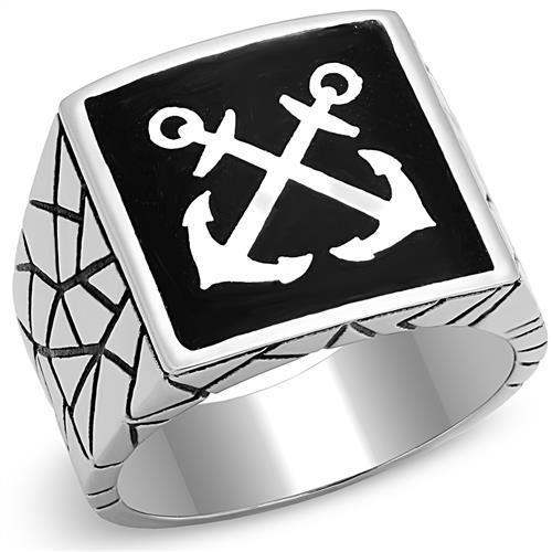 TK3041 - High polished (no plating) Stainless Steel Ring with Epoxy in Jet - Alamode - Flyclothing LLC