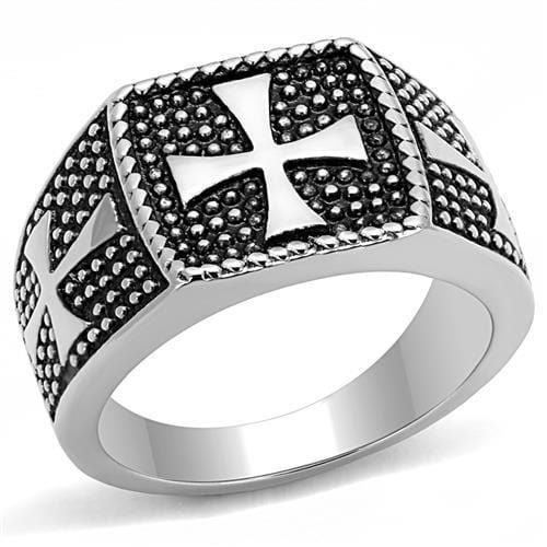 TK3045 - High polished (no plating) Stainless Steel Ring with Epoxy  in Jet - Alamode