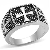 TK3045 - High polished (no plating) Stainless Steel Ring with Epoxy  in Jet - Alamode