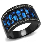 TK3058 - IP Black(Ion Plating) Stainless Steel Ring with Synthetic Synthetic Glass in Montana - Alamode - Flyclothing LLC