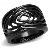 TK3060 - IP Black(Ion Plating) Stainless Steel Ring with No Stone - Alamode - Flyclothing LLC