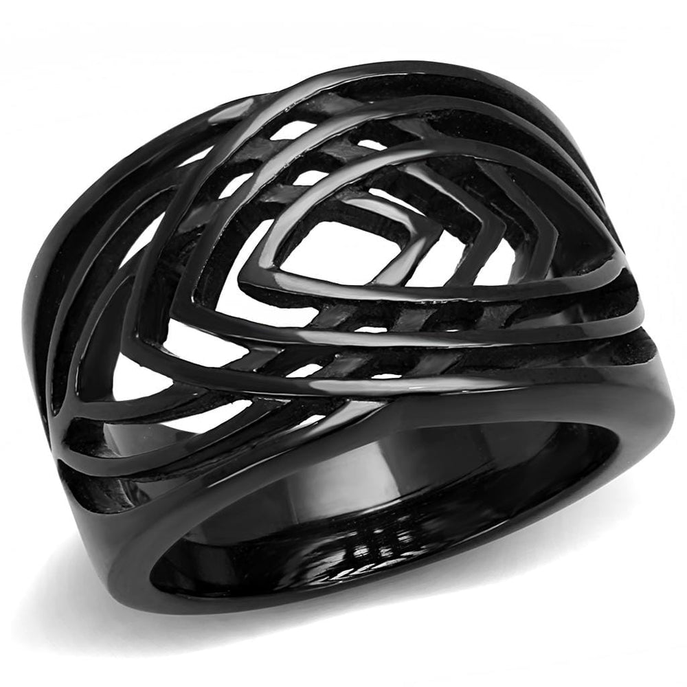 TK3060 - IP Black(Ion Plating) Stainless Steel Ring with No Stone - Alamode