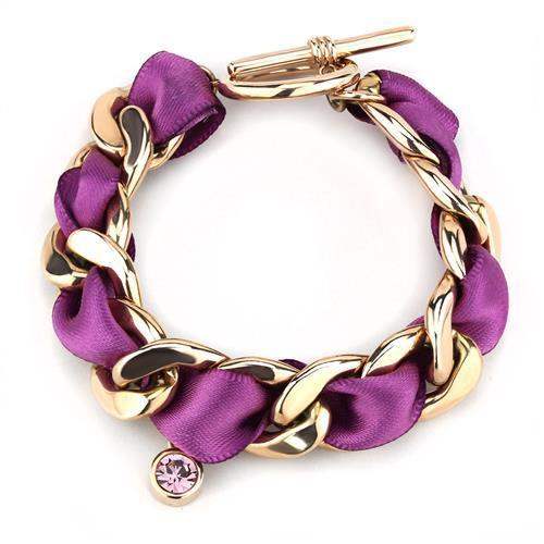 TK3065 - IP Rose Gold(Ion Plating) Stainless Steel Bracelet with Top Grade Crystal in Rose - Alamode - Flyclothing LLC