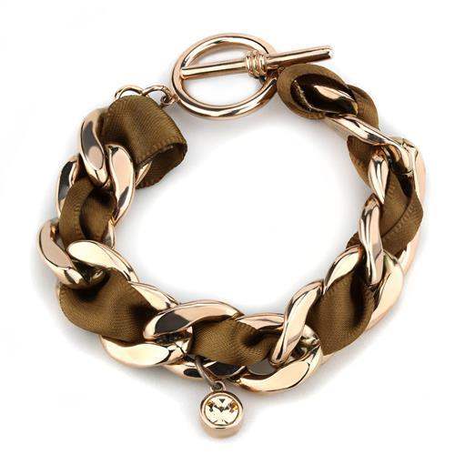 TK3066 - IP Rose Gold(Ion Plating) Stainless Steel Bracelet with Top Grade Crystal in Light Peach - Alamode - Flyclothing LLC
