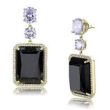TK3070 - IP Gold(Ion Plating) Stainless Steel Earrings with Synthetic Synthetic Glass in Jet - Alamode - Flyclothing LLC
