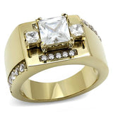TK3078 - IP Gold(Ion Plating) Stainless Steel Ring with AAA Grade CZ  in Clear - Alamode