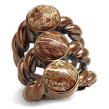 TK3081 - IP Coffee light Stainless Steel Ring with Semi-Precious Oligoclase in Multi Color - Alamode - Flyclothing LLC
