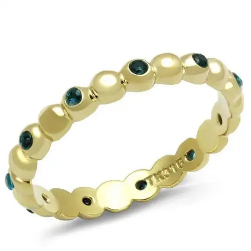 TK3086 - IP Gold(Ion Plating) Stainless Steel Ring with Synthetic Synthetic Glass in Montana - Alamode - Flyclothing LLC