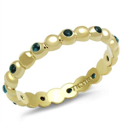TK3086 - IP Gold(Ion Plating) Stainless Steel Ring with Synthetic Synthetic Glass in Montana - Alamode - Flyclothing LLC