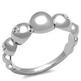TK3087 - High polished (no plating) Stainless Steel Ring with AAA Grade CZ  in Clear - Alamode