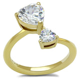 TK3093 - IP Gold(Ion Plating) Stainless Steel Ring with AAA Grade CZ  in Clear - Alamode