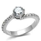 TK3094 - High polished (no plating) Stainless Steel Ring with AAA Grade CZ  in Clear - Alamode