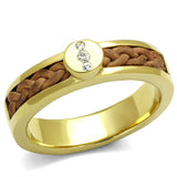 TK3096 - IP Gold(Ion Plating) Stainless Steel Ring with Top Grade Crystal  in Clear - Alamode