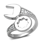 TK3097 - High polished (no plating) Stainless Steel Ring with AAA Grade CZ  in Clear - Alamode