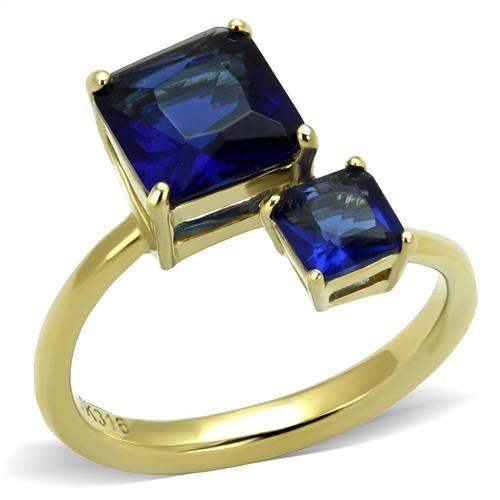 TK3110 - IP Gold(Ion Plating) Stainless Steel Ring with Synthetic Synthetic Glass in Montana - Alamode - Flyclothing LLC