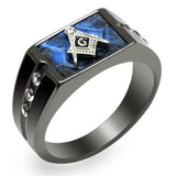 TK3116 - Two-Tone IP Black Stainless Steel Ring with AAA Grade CZ  in Clear - Alamode