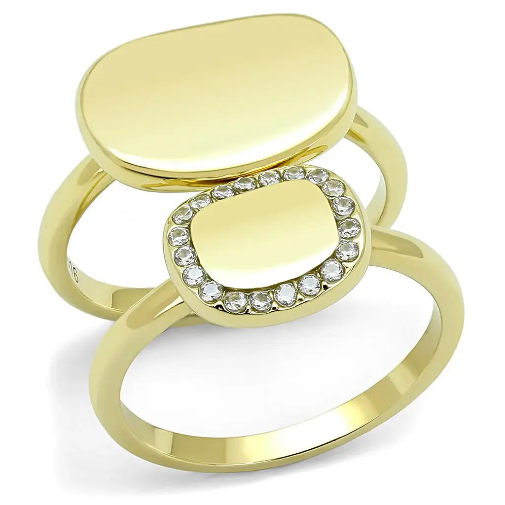 TK3121 - IP Gold(Ion Plating) Stainless Steel Ring with AAA Grade CZ in Clear - Alamode - Flyclothing LLC