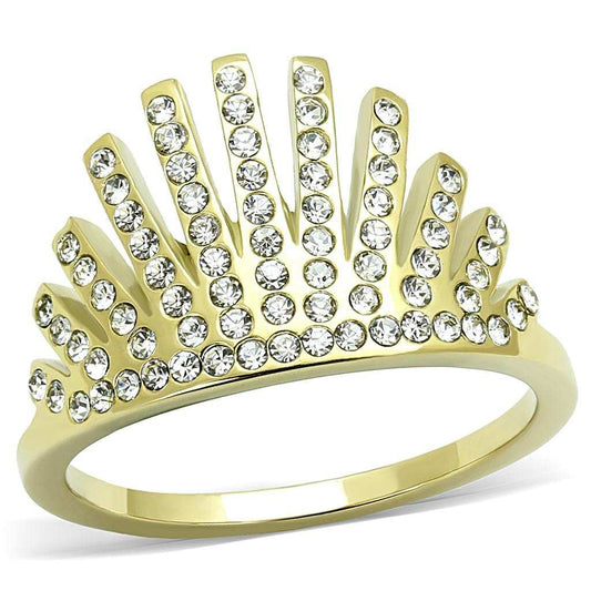 TK3128 - IP Gold(Ion Plating) Stainless Steel Ring with Top Grade Crystal in Clear - Alamode - Flyclothing LLC