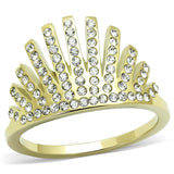 TK3128 - IP Gold(Ion Plating) Stainless Steel Ring with Top Grade Crystal  in Clear - Alamode