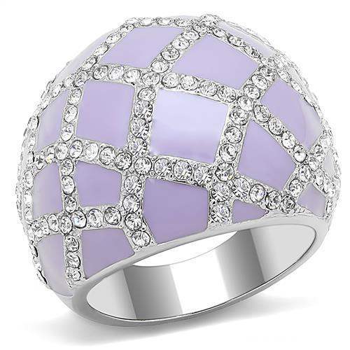 TK3143 - High polished (no plating) Stainless Steel Ring with Top Grade Crystal in Clear - Alamode - Flyclothing LLC