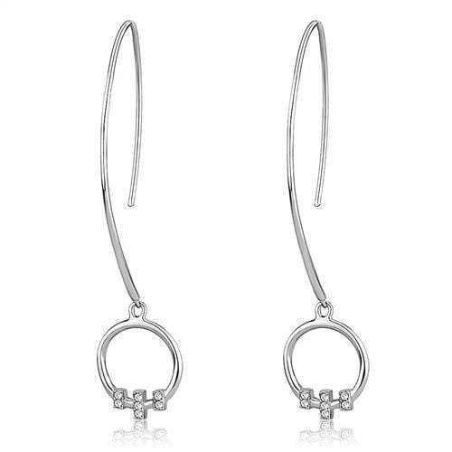 TK3146 - High polished (no plating) Stainless Steel Earrings with Top Grade Crystal in Clear - Alamode - Flyclothing LLC