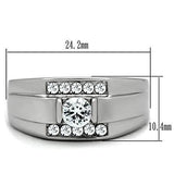 TK314 - High polished (no plating) Stainless Steel Ring with AAA Grade CZ  in Clear - Alamode