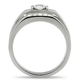 TK314 - High polished (no plating) Stainless Steel Ring with AAA Grade CZ in Clear - Alamode - Flyclothing LLC