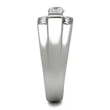 TK314 - High polished (no plating) Stainless Steel Ring with AAA Grade CZ in Clear - Alamode - Flyclothing LLC