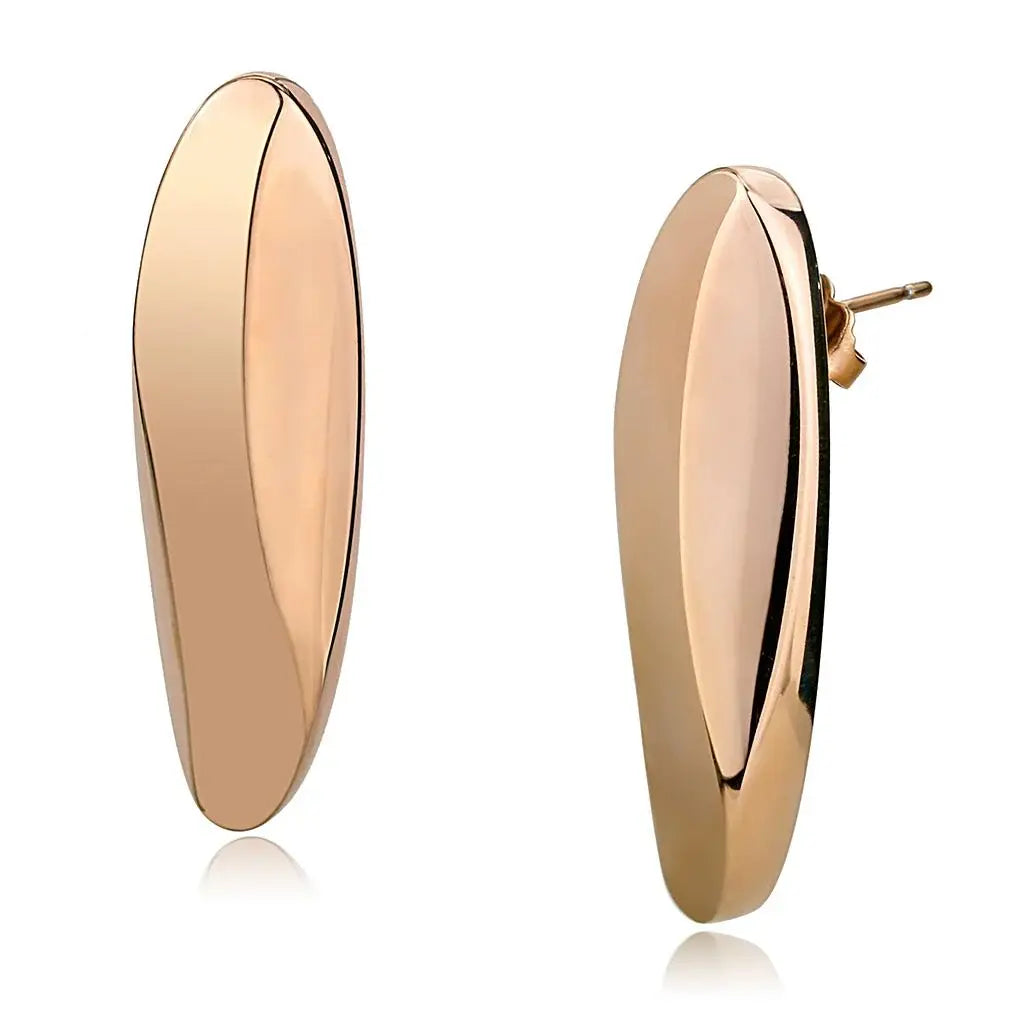 TK3154 - IP Rose Gold(Ion Plating) Stainless Steel Earrings with No Stone - Alamode - Flyclothing LLC