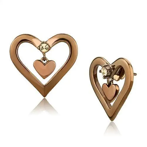 TK3156 - IP Rose Gold(Ion Plating) Stainless Steel Earrings with Top Grade Crystal in Light Peach - Alamode - Flyclothing LLC