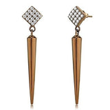 TK3158 - IP Coffee light Stainless Steel Earrings with AAA Grade CZ  in Clear - Alamode