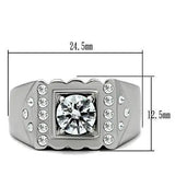 TK315 - High polished (no plating) Stainless Steel Ring with AAA Grade CZ in Clear - Alamode - Flyclothing LLC